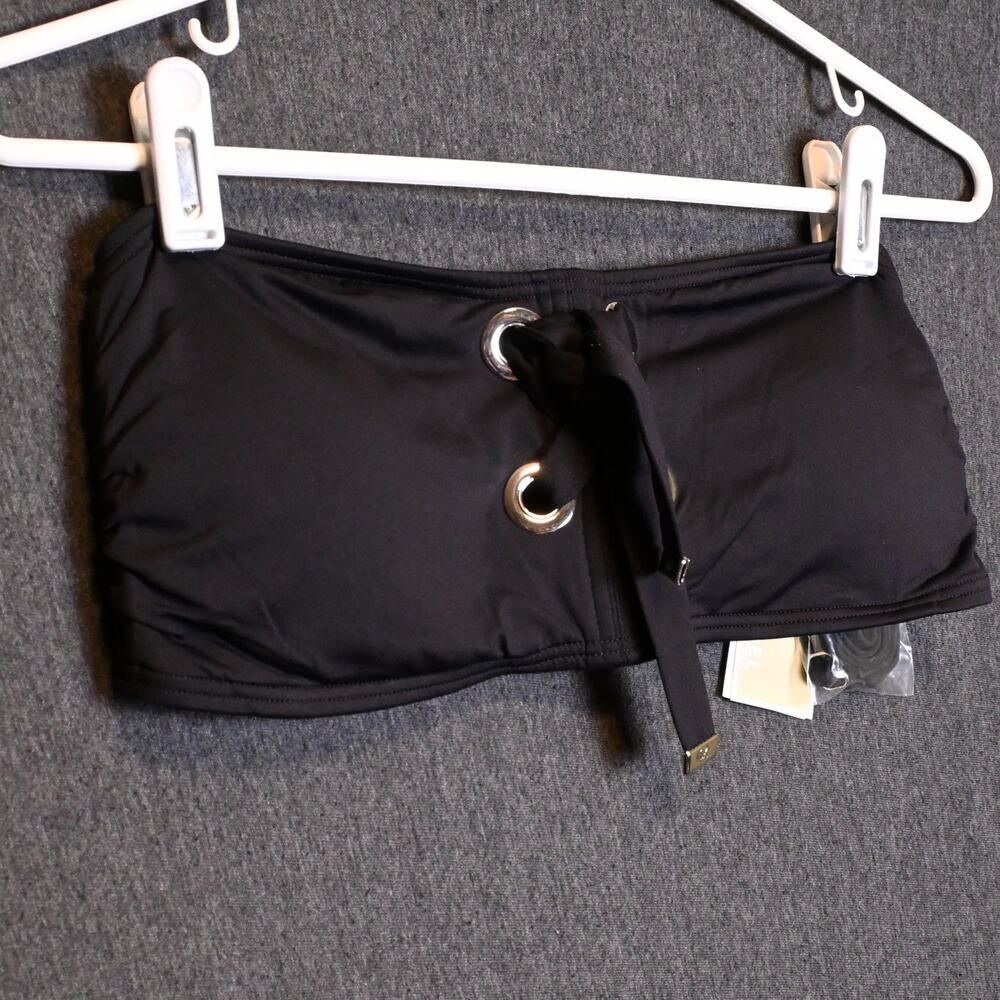 NEW Michael Kors Women's L Black Bandeau Bikini Swimsuit Top NWT